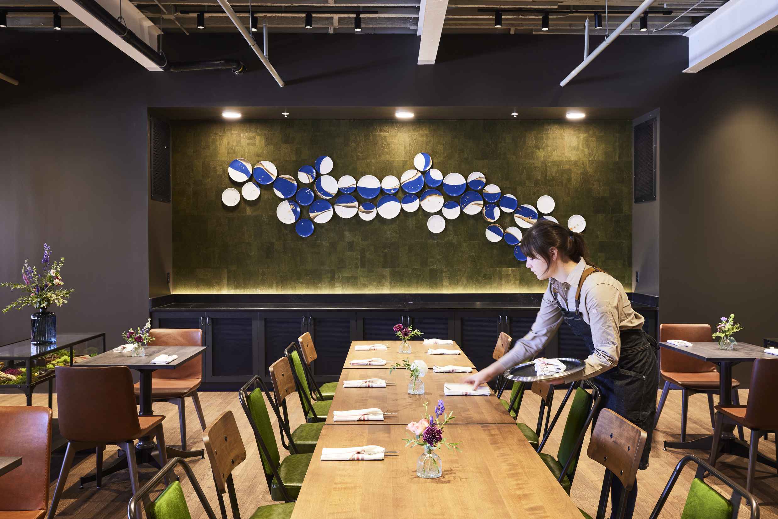 Waitress Setting Table