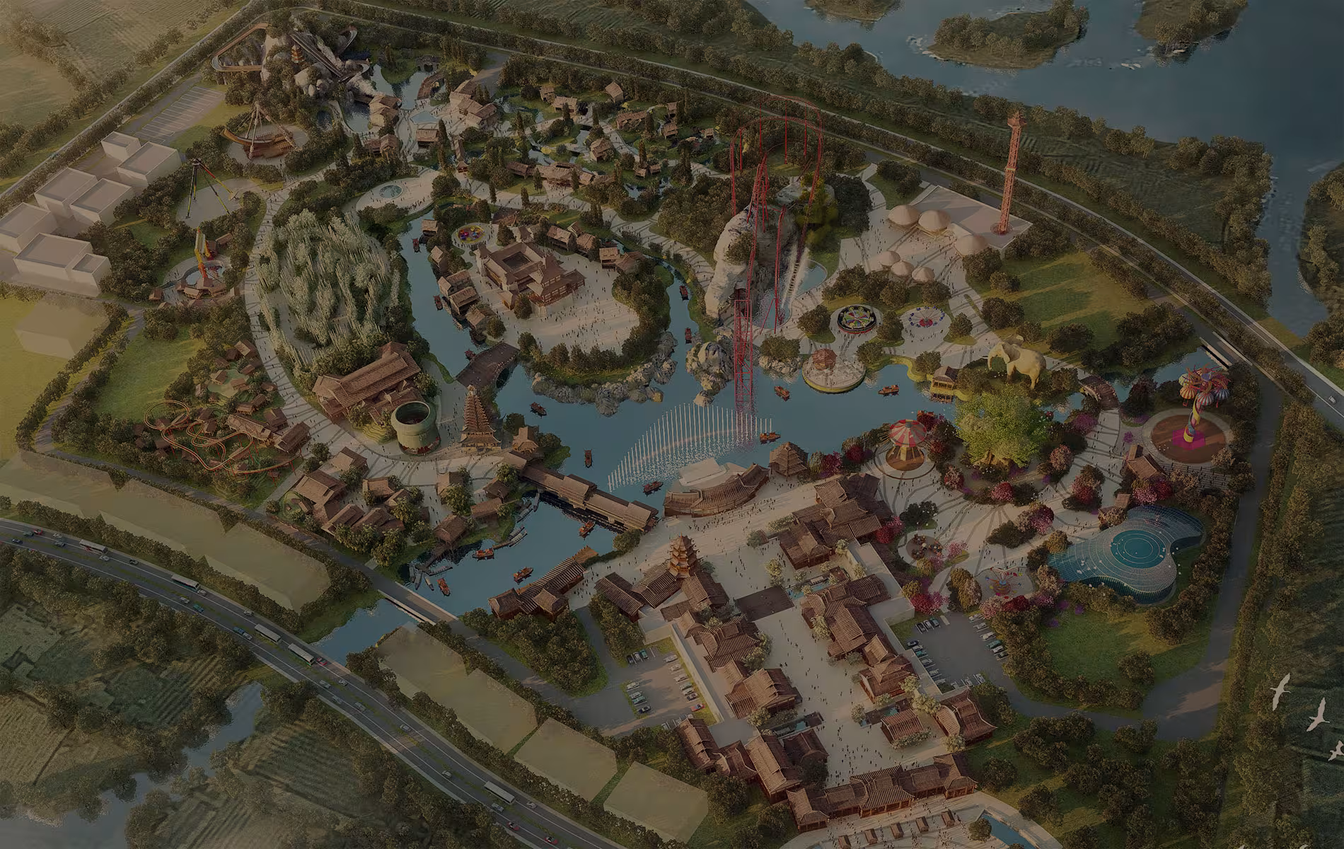Cultural theme park wanda guilian birdseye 1ck revhero