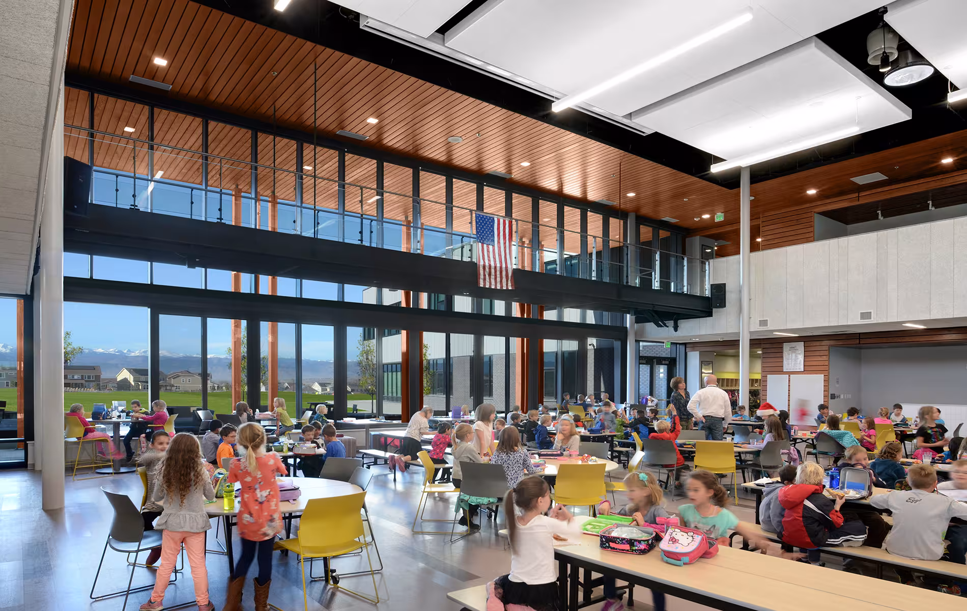 Meadowlark School Cafeteria with Kids Eating