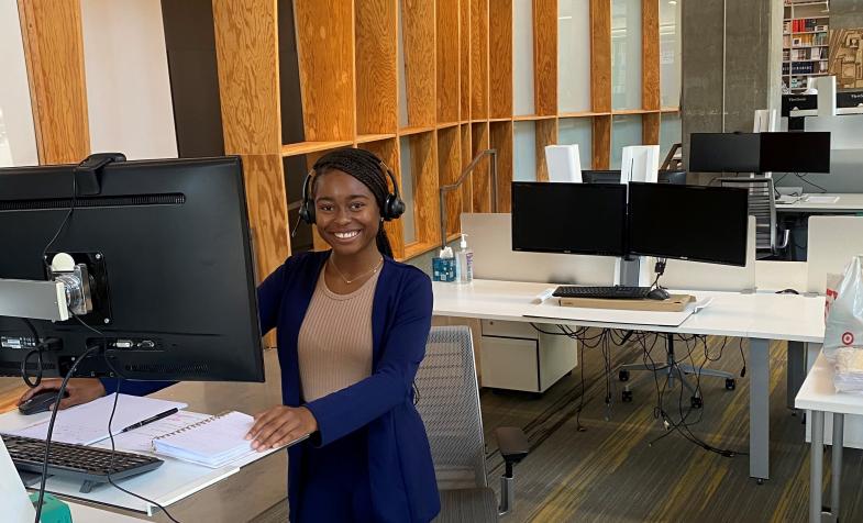 Tyron working in San Diego office