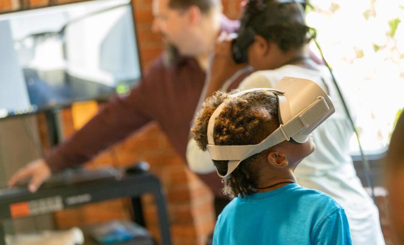 Young child using VR