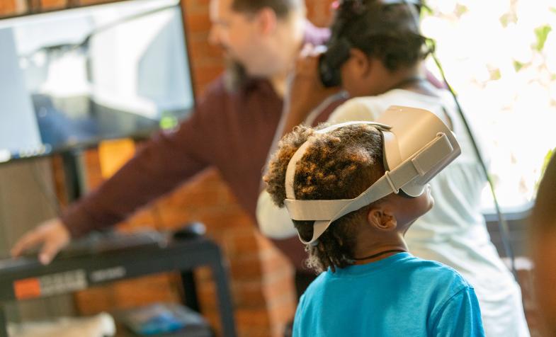 Girl in VR glasses