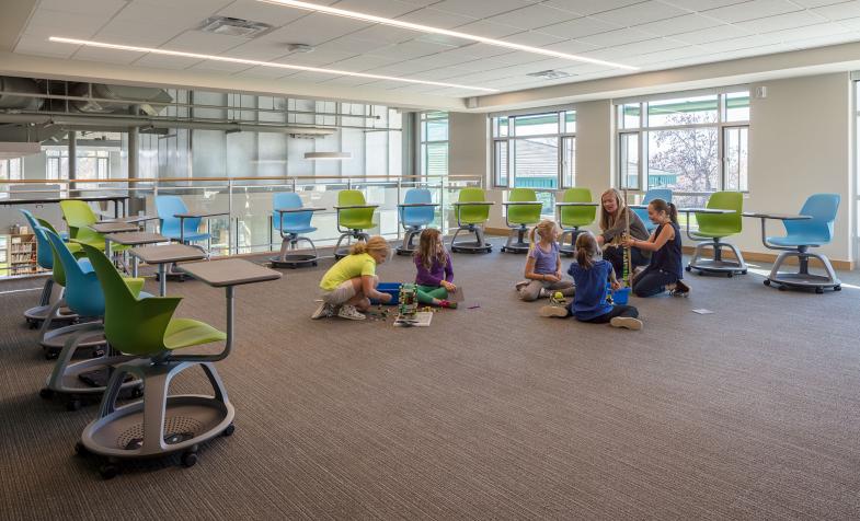 Corkins Center at Graland County Day School Interior with kids and women