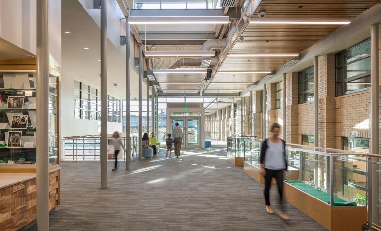 Corkins Center at Graland County Day School Interior with people