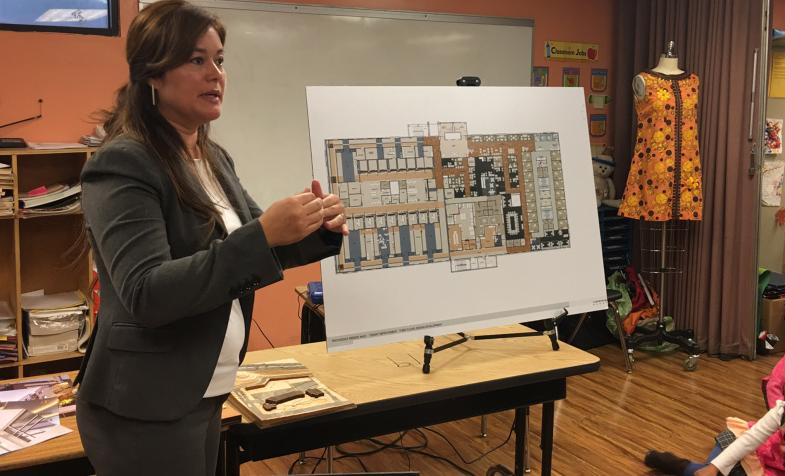 Cuningham Group Architects at Career Day with woman giving speech