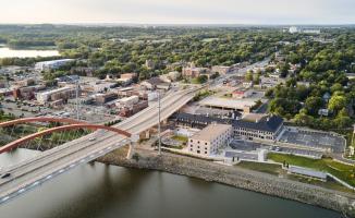 Confluence Hotel Exterior Drone Shot